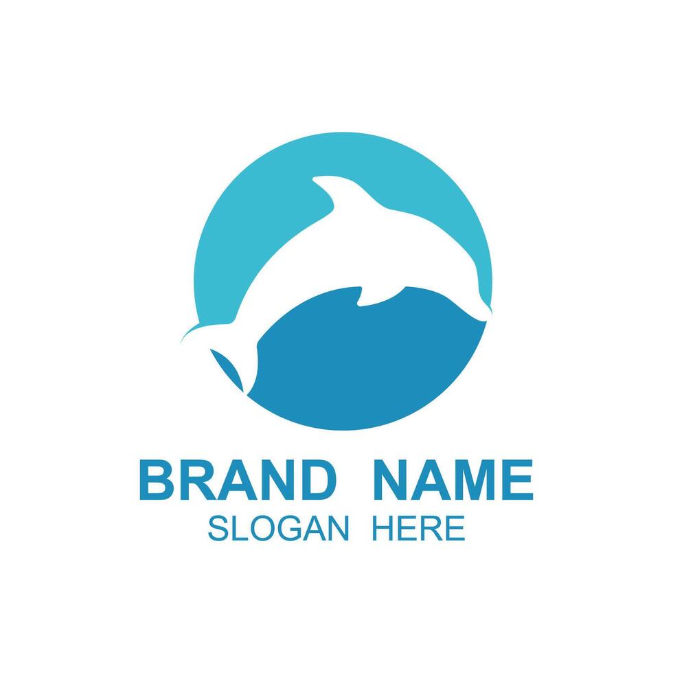 delfin logotyp vektor med Hoppar placera .detta logotyp är lämplig för resa företag, dykning eller vatten äventyr.