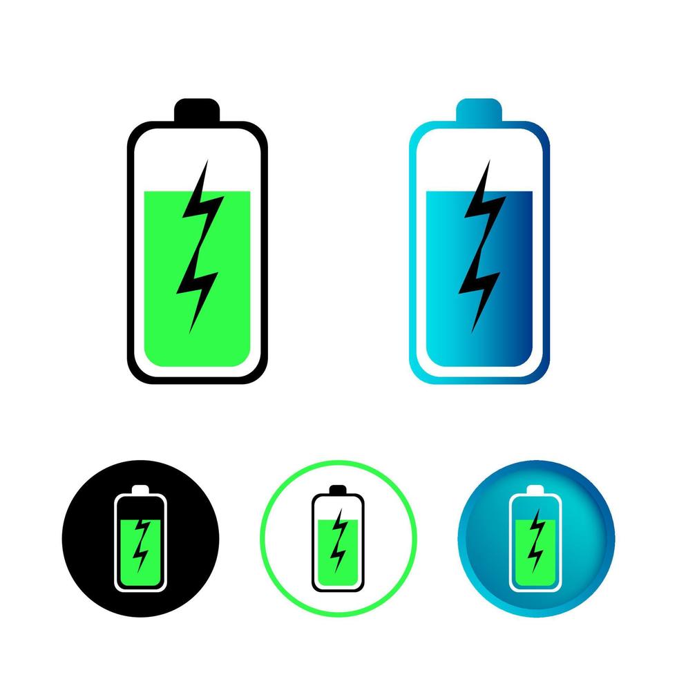 abstrakter Batterie-Schnelllade-Icon-Set vektor