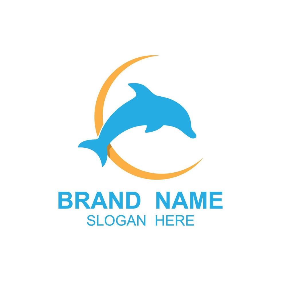 delfin logotyp vektor med Hoppar placera .detta logotyp är lämplig för resa företag, dykning eller vatten äventyr.