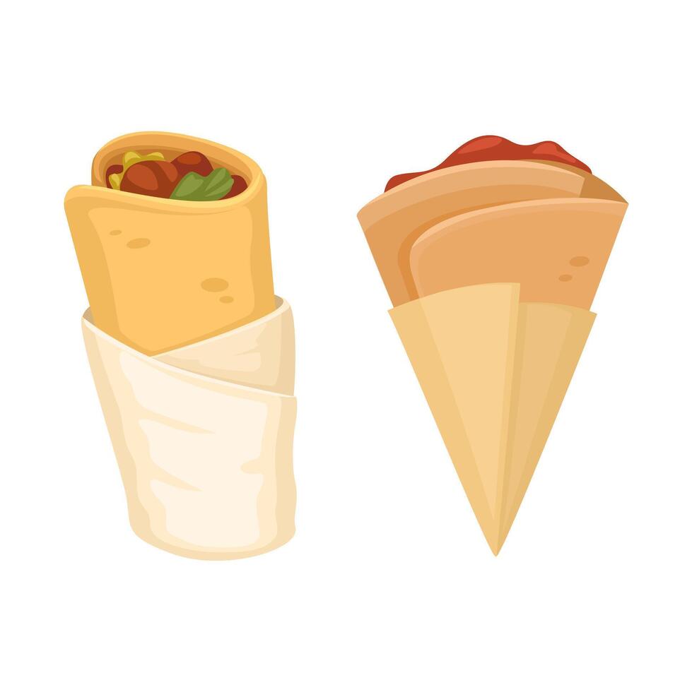 kebab och crepes gata mat symbol illustration vektor