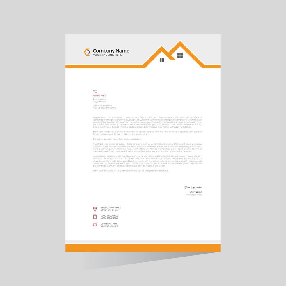 orangefarbenes stilvolles Vektor-Home-Briefkopf-Design vektor