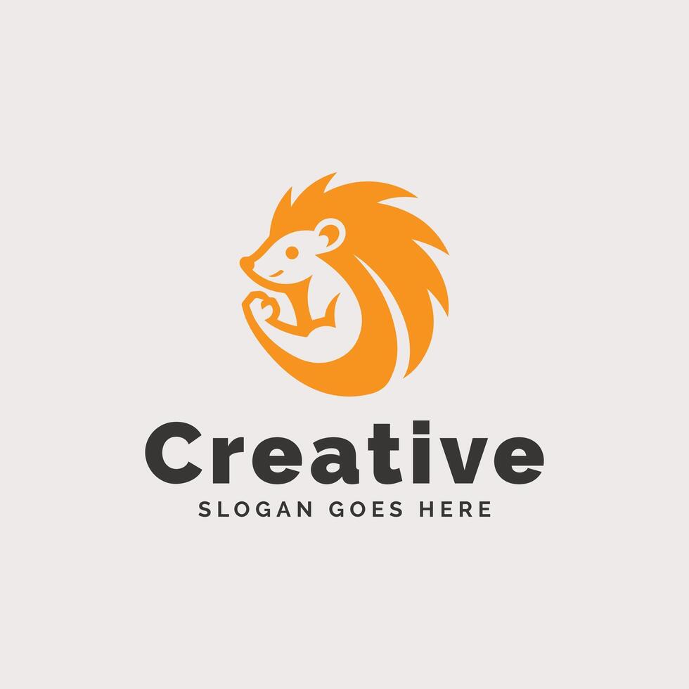 kreativ Slogan Logo mit ein Orange Igel Illustration auf ein neutral Hintergrund vektor