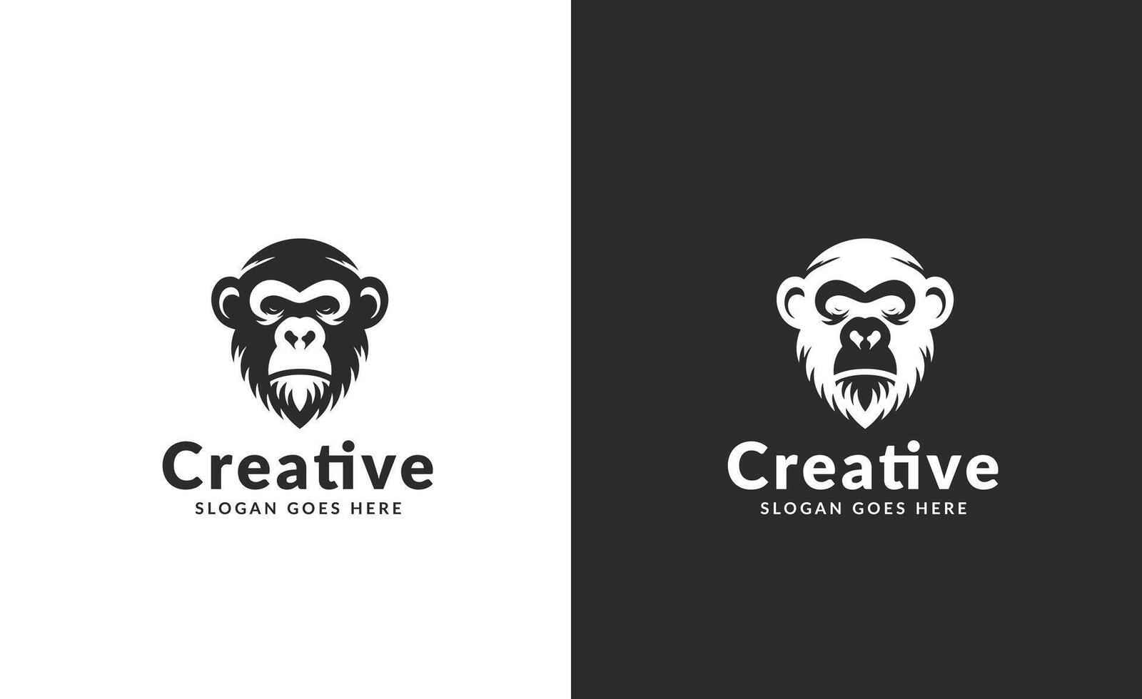 svartvit apa maskot - konstnärlig varumärke logotyp vektor