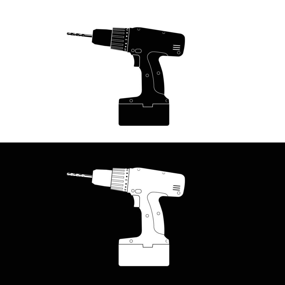 borra silhuett illustration vektor. arbete verktyg ikon för webb, märka, märka, mekanisk affär, garage, reparera affär, verkstad. symbol för mekanisk teknik, snickeri, mekaniker, ingenjör, snickare vektor