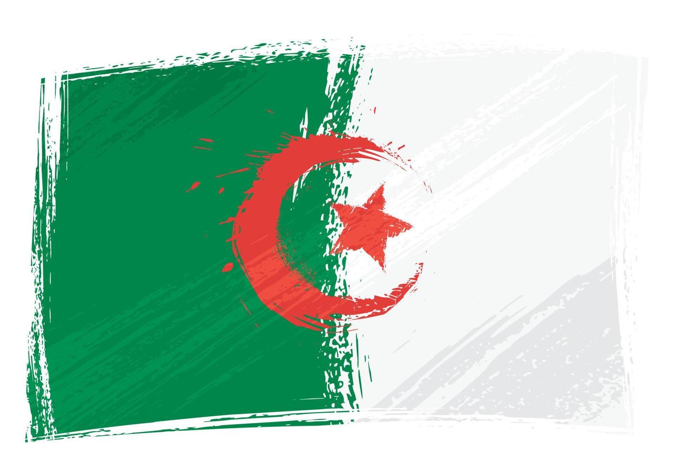 algeriens nationella flagga skapad i grungestil vektor