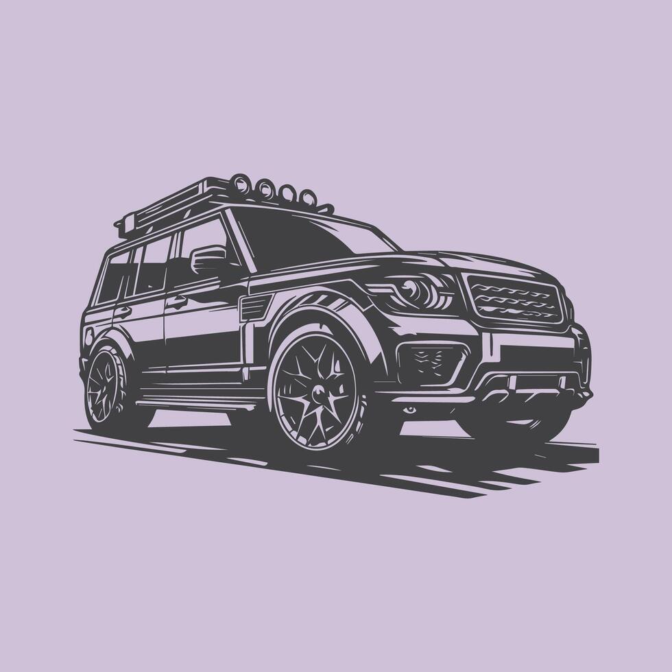 suv Auto Fahrzeug Vektor Illustration. Abenteuer Auto Vektor Illustration Linie