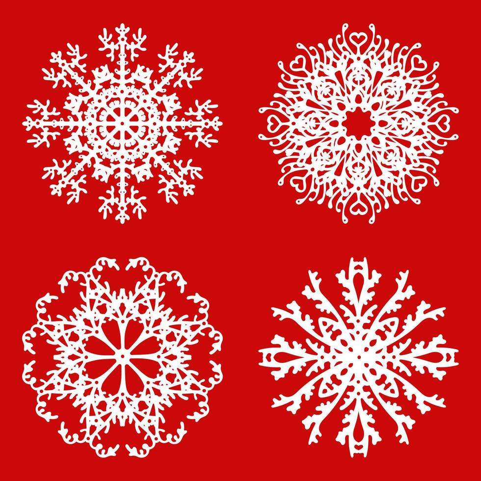 Satz Schneeflocken für Winterdesign. Vektor-Illustration Weihnachten und Neujahr Elemente auf dunkelblauem Hintergrund isoliert. vektor