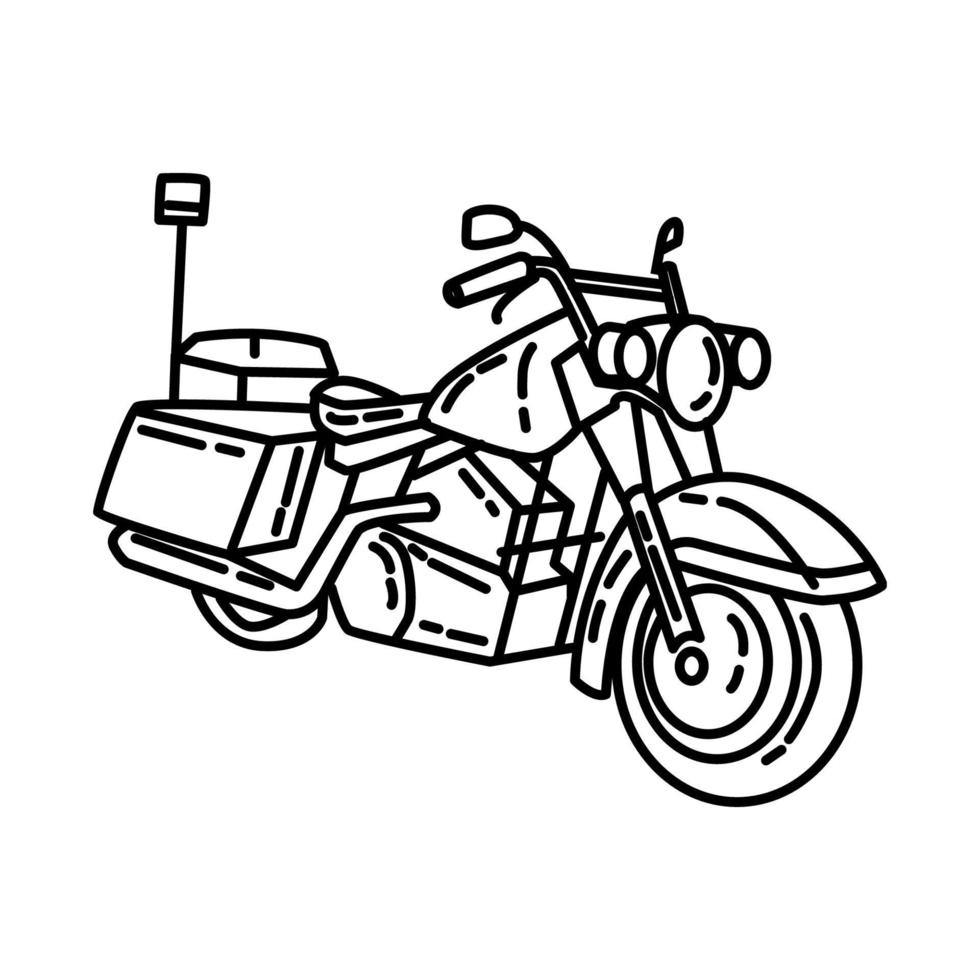 polis motorcykel officer ikon. doodle handritad eller konturikonstil vektor