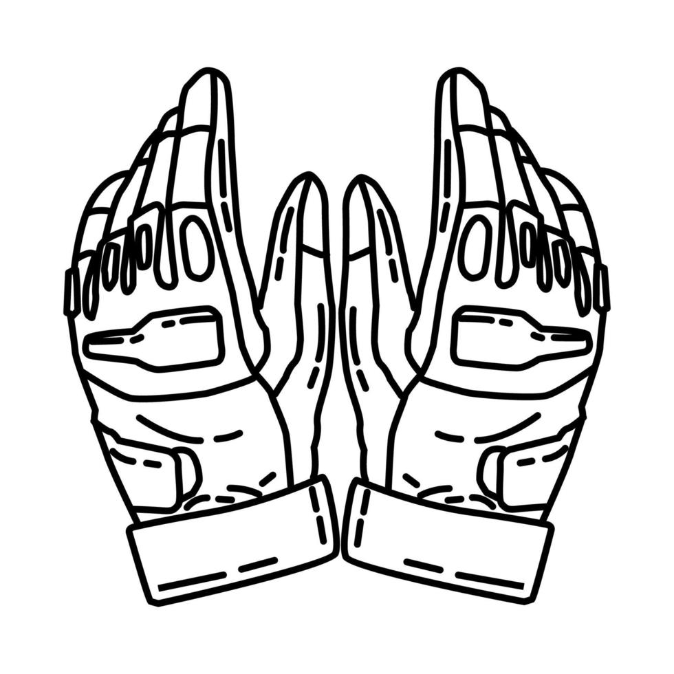 Symbol für taktische Handschuhe der Polizei. Gekritzel handgezeichnet oder Umriss-Icon-Stil vektor