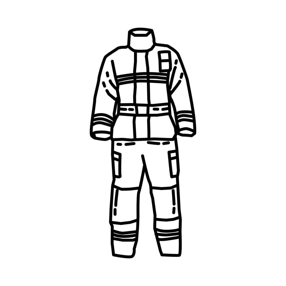 Feuerwehrmann-Uniform-Symbol. Gekritzel handgezeichnet oder Umriss-Icon-Stil vektor