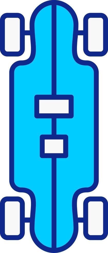 Longboard Blau gefüllt Symbol vektor