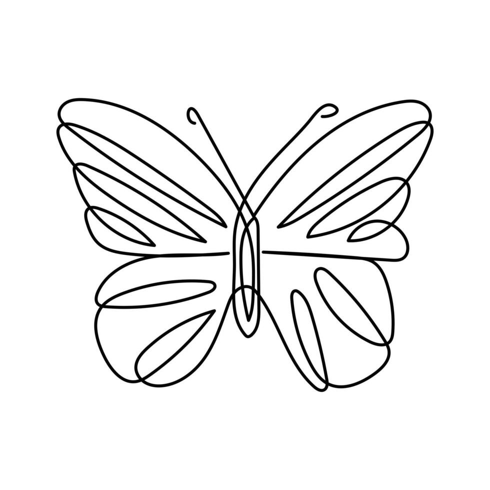 Schmetterling im einer kontinuierlich Linie Zeichnung Kunst und editierbar Vektor Schlaganfall Illustration und minimalistisch