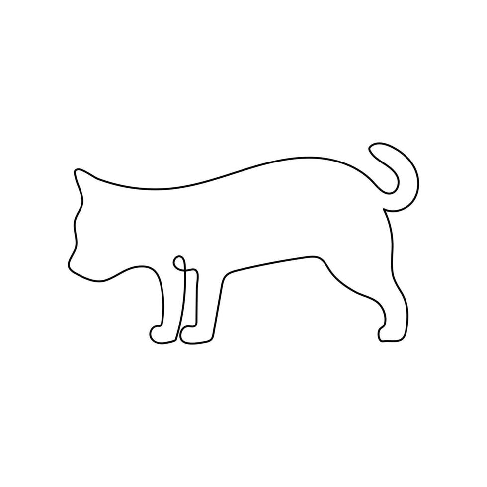 vektor katt sällskapsdjur djur- kontinuerlig ett linje teckning isolerat på vit bakgrund illustration och minimalistisk