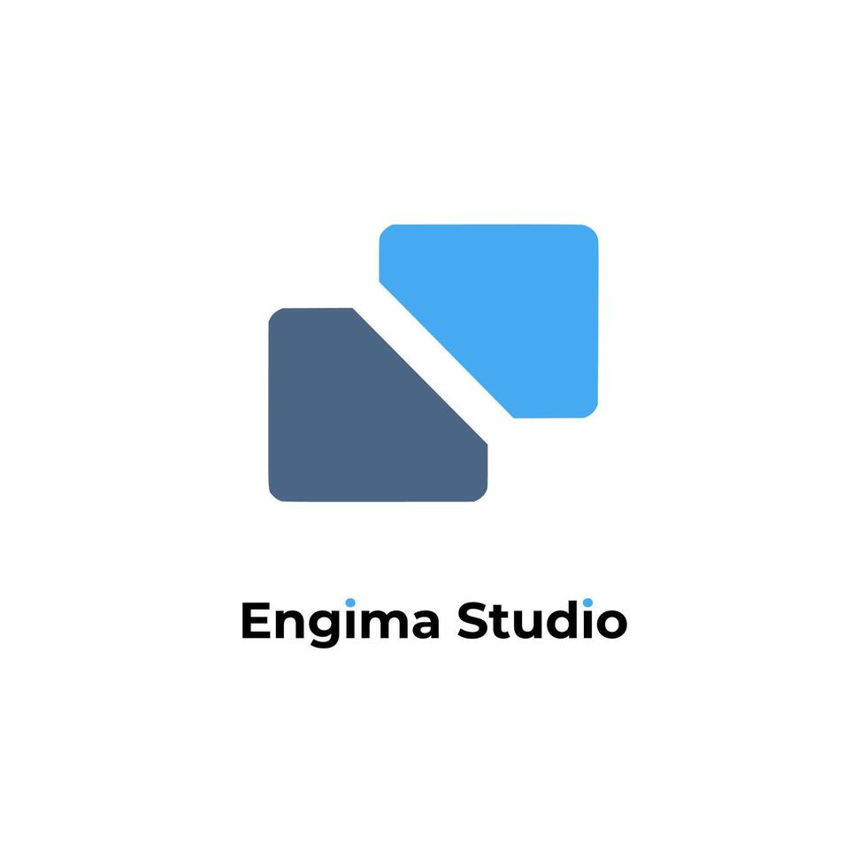 engimastudio - - nutzt ein geometrisch Platz gestalten mit ein Blau Farbe Palette zum das Unternehmen Logo Vorlage. vektor