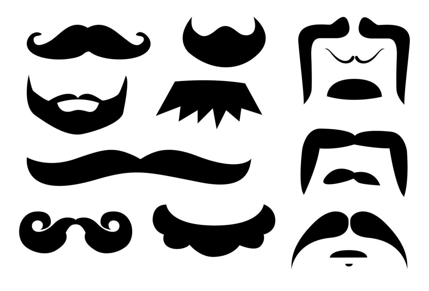 mustasch och mustasch bild uppsättning. vektor illustration isolerat på vit bakgrund. mustasch ikon uppsättning.