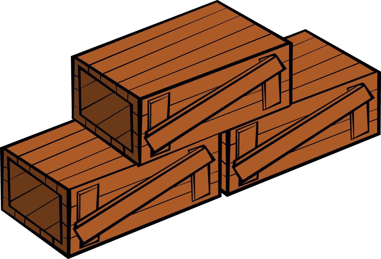 hölzern Paletten oder Boxen. isoliert und isometrisch Sicht. Vektor Illustration