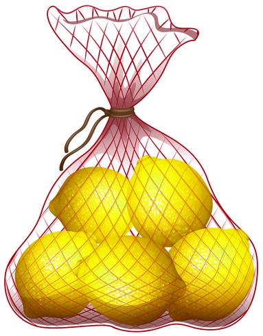Färsk citron i nätpåse vektor