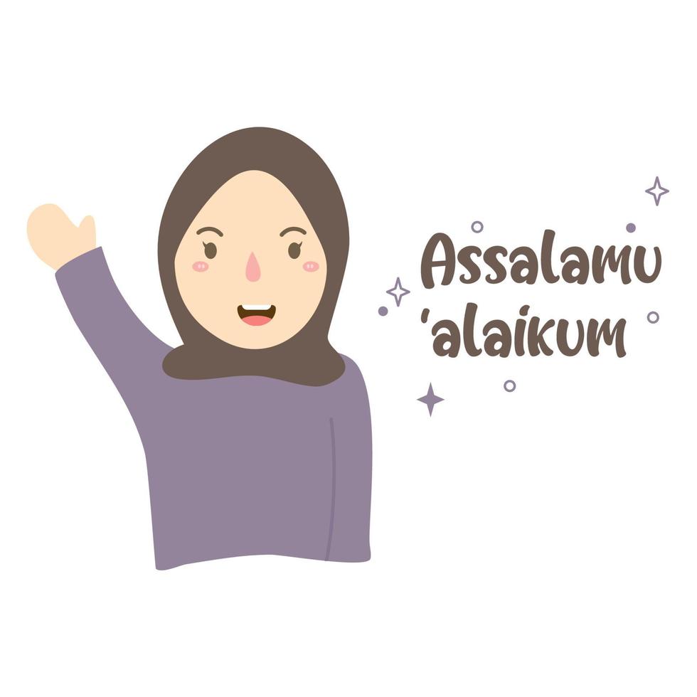 muslimah girl assalamualaikum vektor