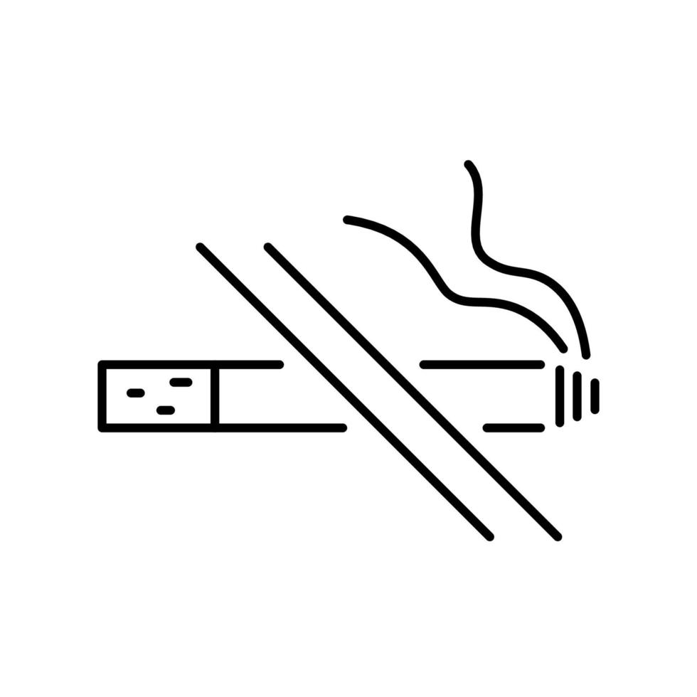 Nichtraucher, Liniensymbol. Rauch aufhören, Zeichen. verbotenes Symbol. Hotel-Service-Symbol. Symbol für das Rauchen im linearen Stil. Vektor