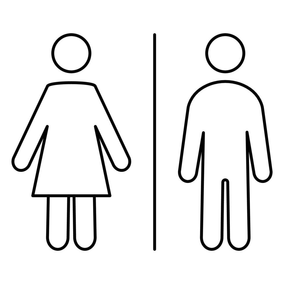 Toilettensymbole. Mann und Frau-Symbol. männliches, weibliches Toilettenschild. WC-Liniensymbole. bearbeitbarer Strich vektor