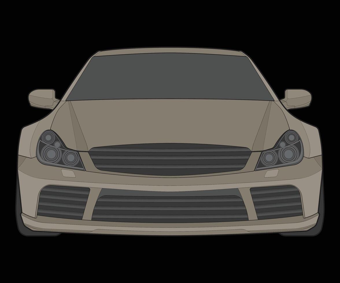 främre se vektor illustration av isolerat markera Färg bil på svart bakgrund, fordon i en platt tecknad serie stil.