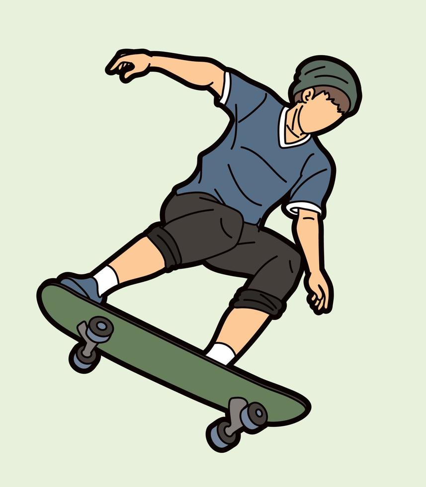 Skateboarder-Action-Springen mit Skateboard-Vektor vektor