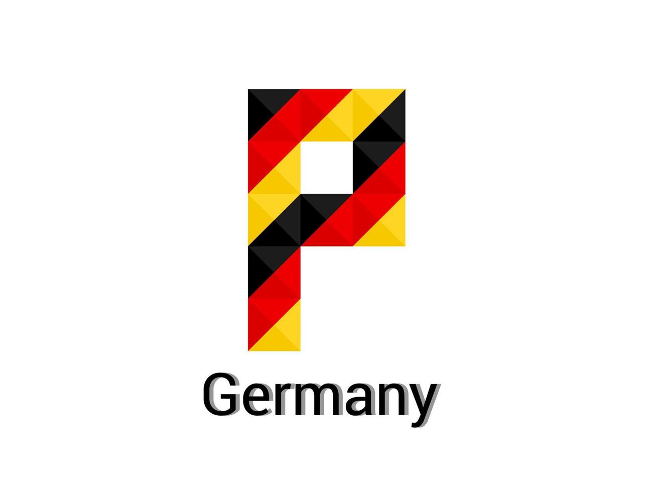 kreativer Buchstabe p mit 3D-Deutschland-Farbkonzept. gut für Druck, T-Shirt-Design, Logo usw. vektor