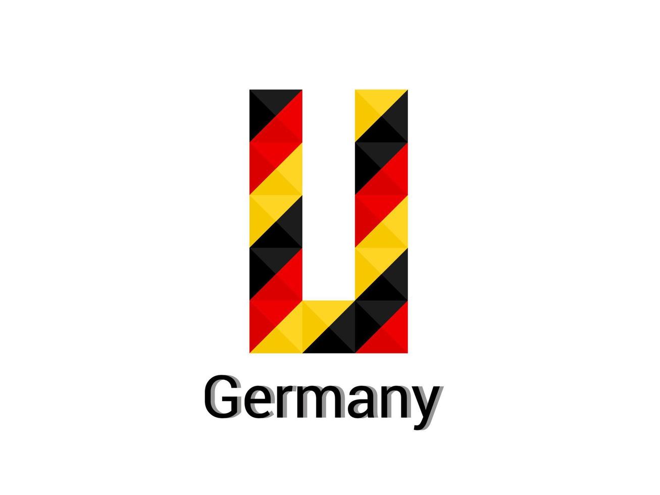 kreativer Buchstabe u mit 3D-Deutschland-Farbkonzept. gut für Druck, T-Shirt-Design, Logo usw. vektor