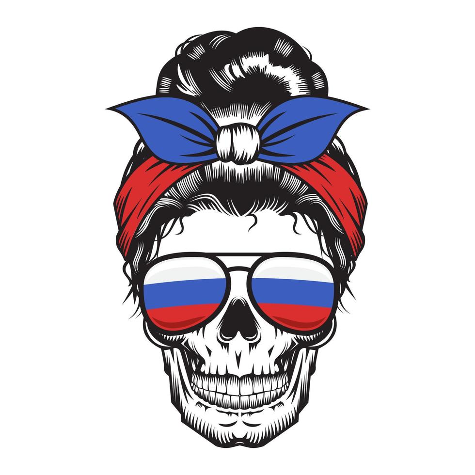 Schädel-Mama-Russland-Stirnband-Design auf weißem Hintergrund. Halloween. Schädelkopf-Logos oder -Symbole. Vektor-Illustration. vektor