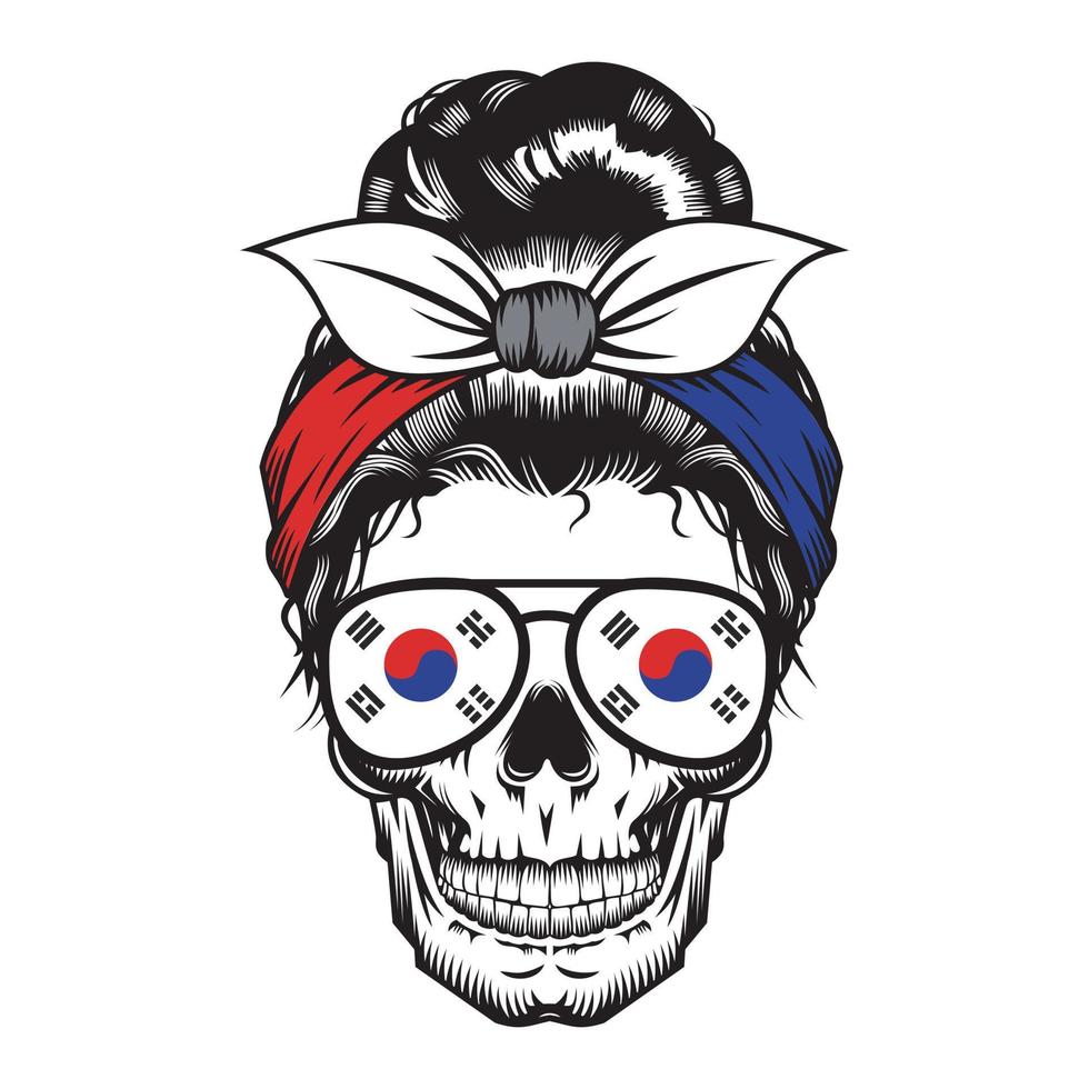 skalle mamma korea pannband design på vit bakgrund. halloween. skallehuvud logotyper eller ikoner. vektor illustration.