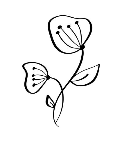 Handgjorda moderna blommor ritning och skiss blommig med konstnär, vektor illustration bröllopsdesign för t-shirts, väskor, för affischer, gratulationskort, isolerad på vit bakgrund