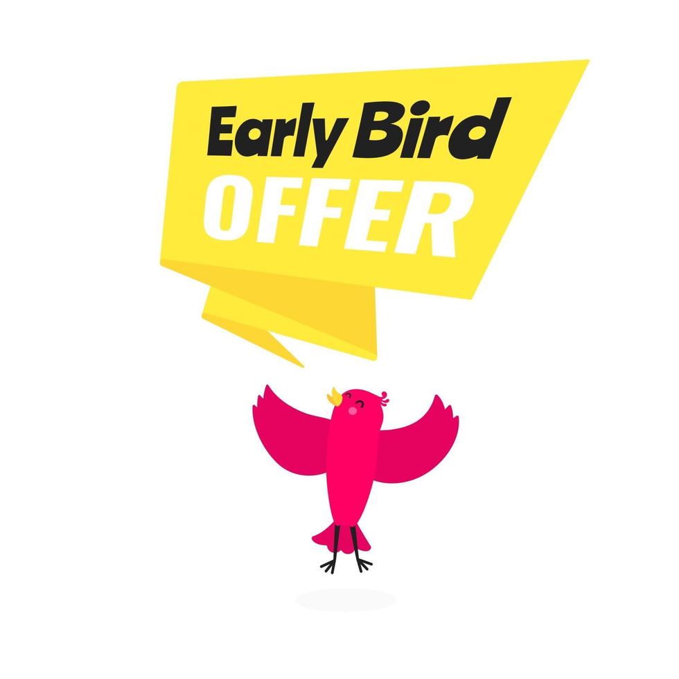 early bird specialerbjudande rabatt försäljning evenemang banner platt stil design vektor illustration.