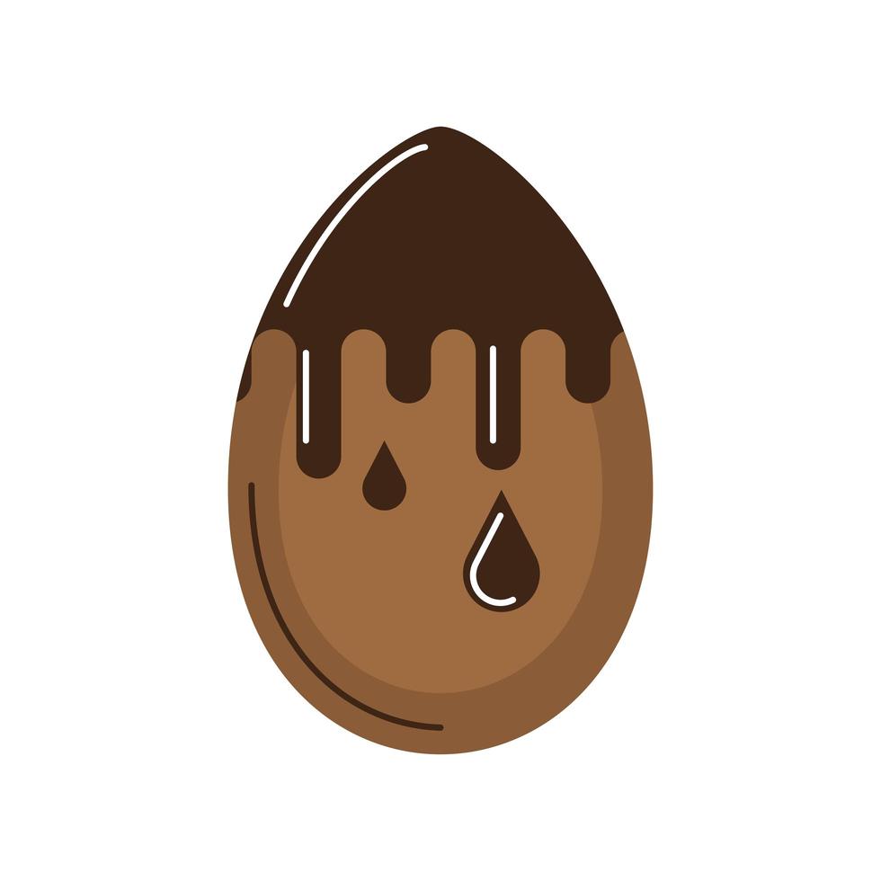 glad påsk smält chokladägg tecknad isolerad stil vektor