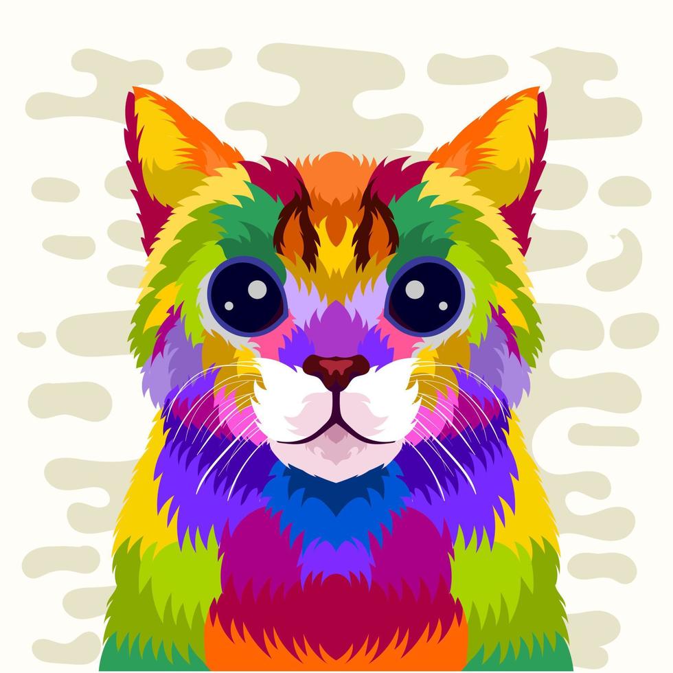 Illustration bunte Katze mit Pop-Art-Stil vektor