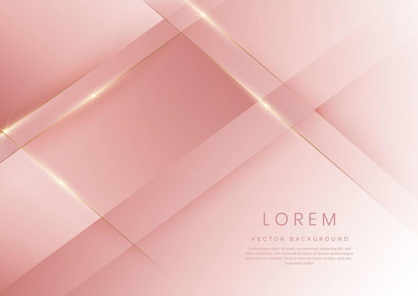 abstrakte Vorlage weiche rosa Farbverlauf geometrische Diagonale mit goldenen Linien funkeln. Luxus modern. vektor