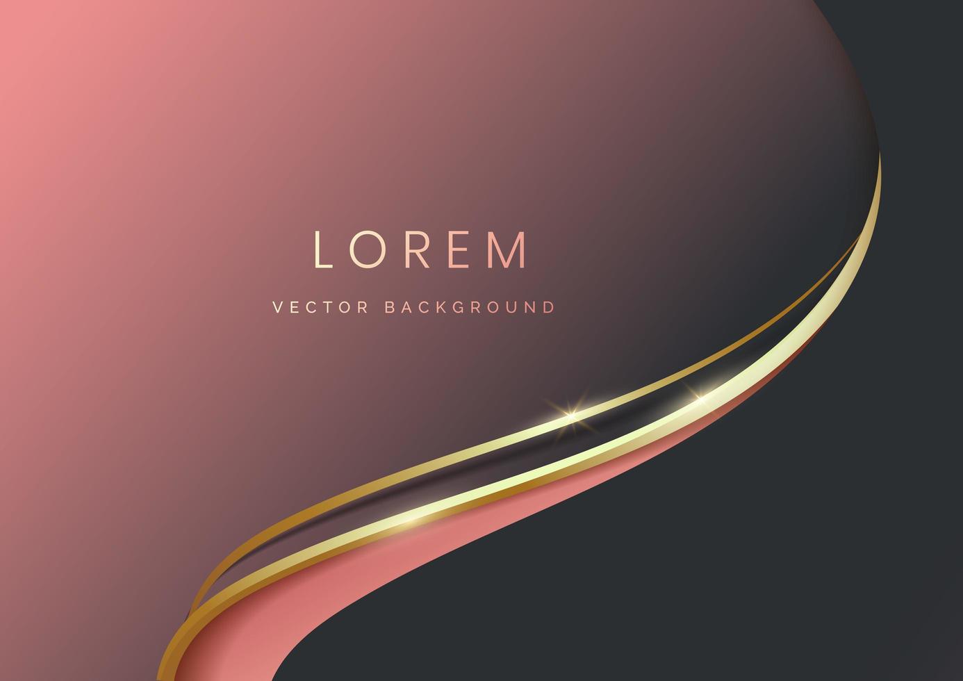 abstrakter schwarzer und rosa Luxushintergrund 3d, der mit Goldlinienkurve überlappt. vektor