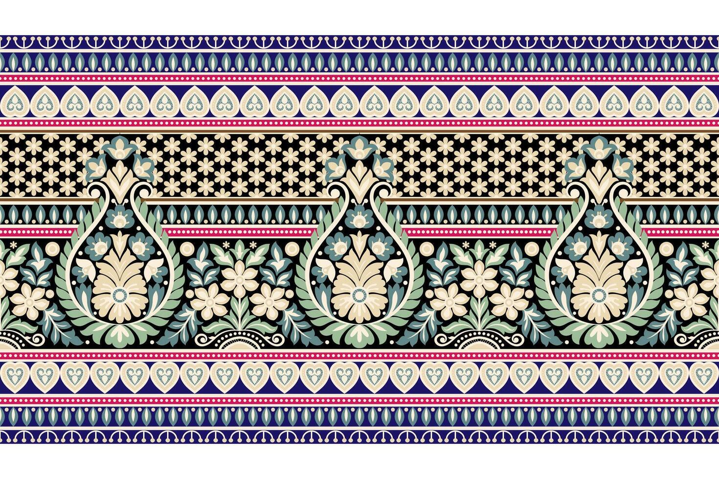 blommig sömlös bakgrund geometrisk etnisk orientalisk ikat sömlös mönster traditionell design för bakgrund, matta, tapeter, kläder, inslagning, batik, tyg, vektor illustration broderi stil.