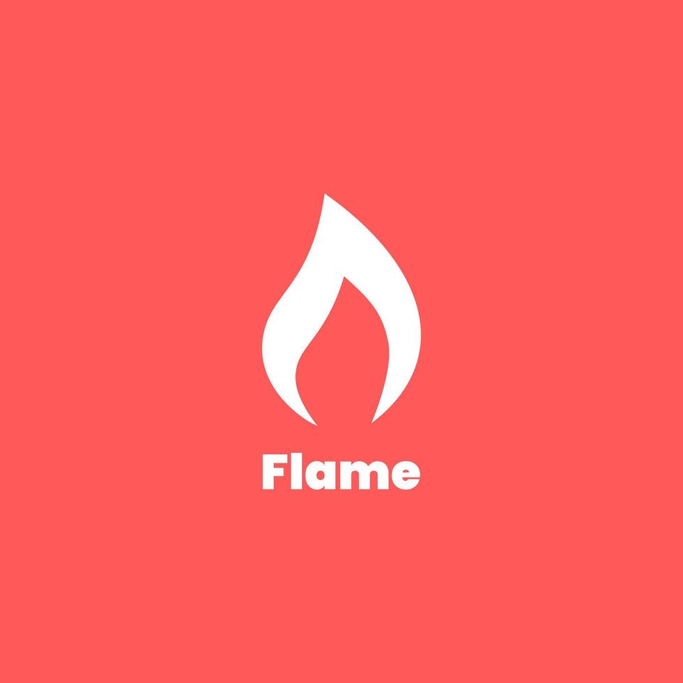 flamma eller brand logotyp design med röd bakgrund vektor