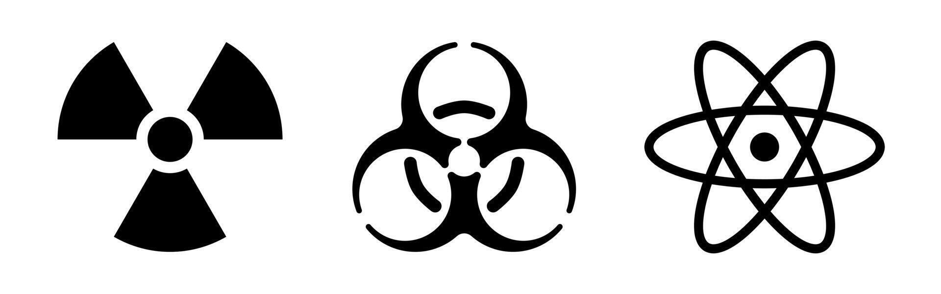 fara eller toxisk logotyp uppsättning. symbolisk fara design - en djärv logotyp skildrar annorlunda typer av potential risker. fara eller toxisk logotyp ikon. svart och vit version. vektor