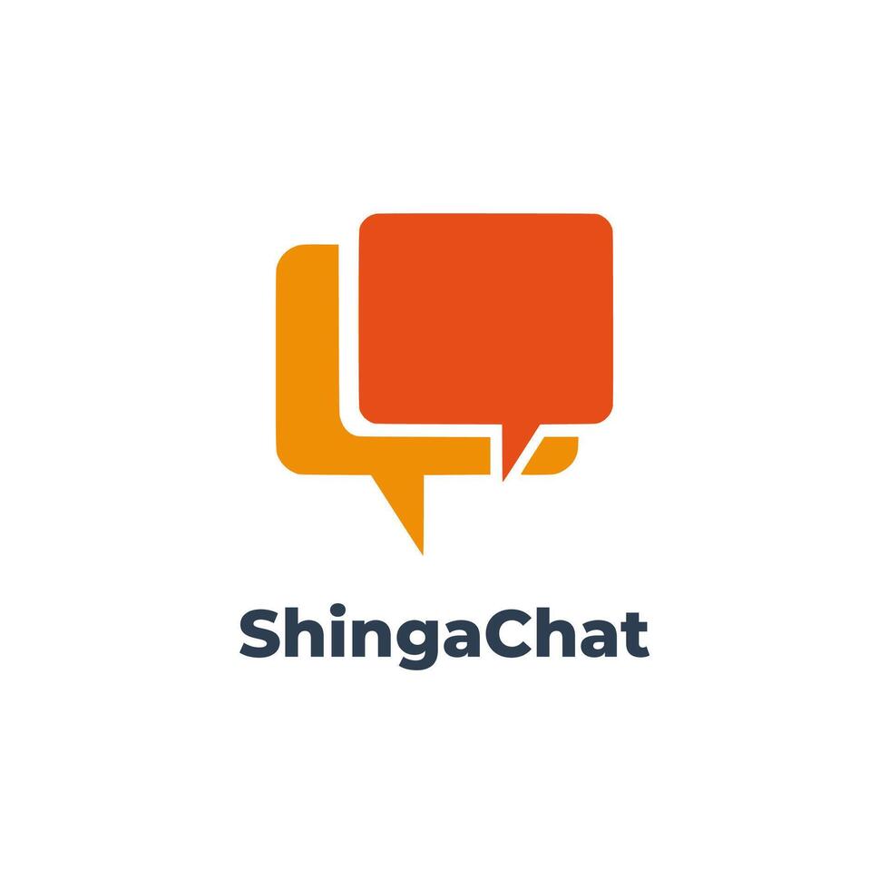 shingachat - förmedlar en Tal, chatt, och konversation bubbla logotyp ikon med en platt vektor stil.