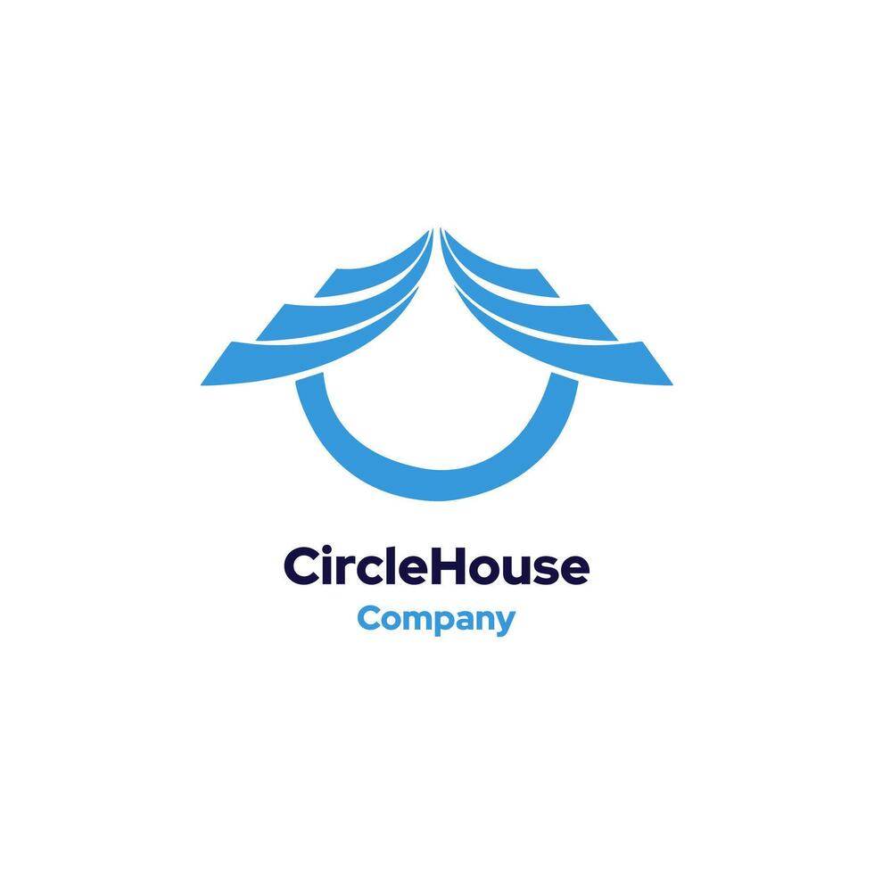 cirkelhus - använder en cirkel logotyp mall med en vektor ikon illustration design, förkroppsligande en företags- identitet symbol med en hus och bur begrepp.