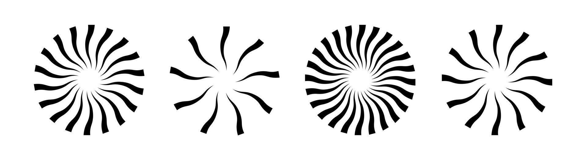 starburst rand runda uppsättning. stråle rader utgå från de Centrum av de cirkel. packa av geometrisk element. isolerat vektor illustration på vit bakgrund.