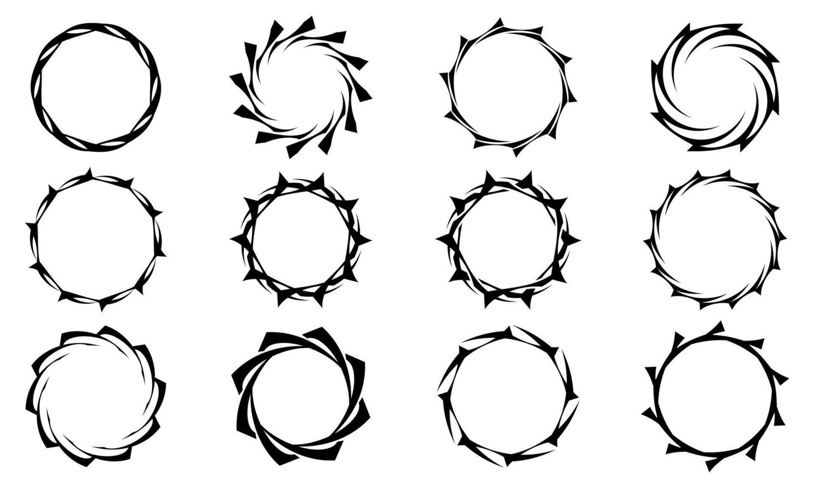 Sammlung von abstrakt Zeichen Kreis Form. kreisförmig abstrakt Logo. Stammes- Kreis tätowieren vektor
