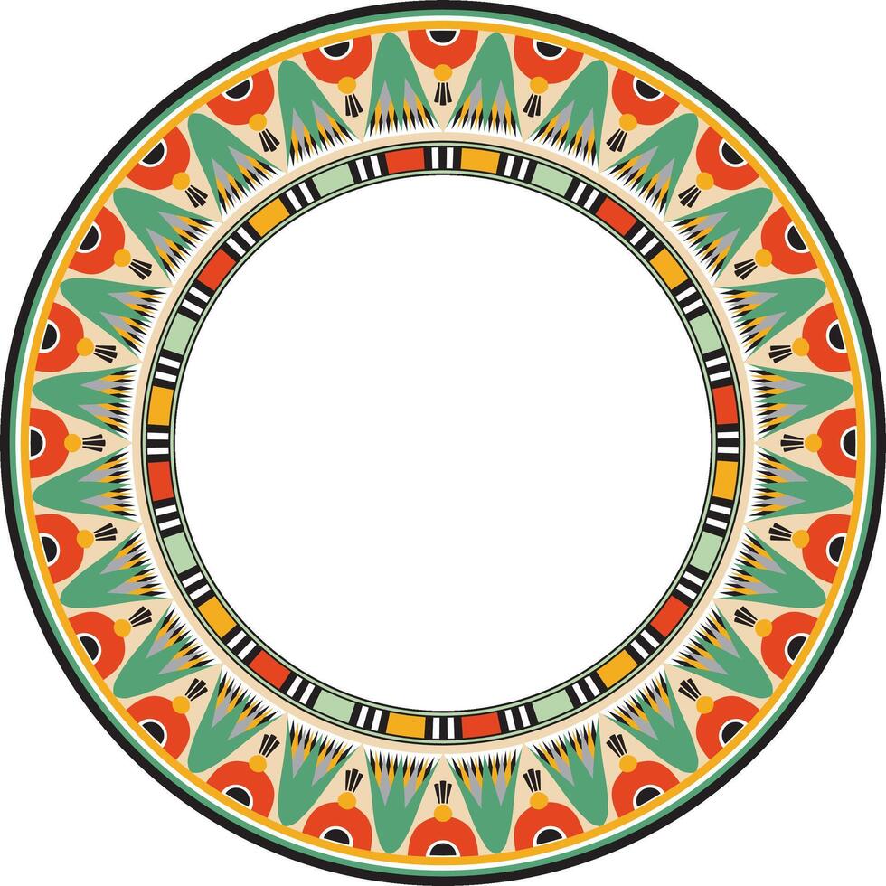 vektor färgrik runda egyptisk prydnad. ändlös cirkel, ringa av gammal egypten. geometrisk afrikansk ram