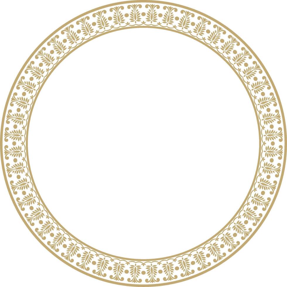 vektor runda gyllene indisk nationell prydnad. etnisk växt cirkel, gräns. ram, blomma ringa. vallmo och löv