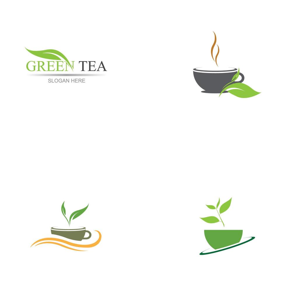 blad skjuter grönt ekologiskt te mugg blad logo symbol design idé vektor