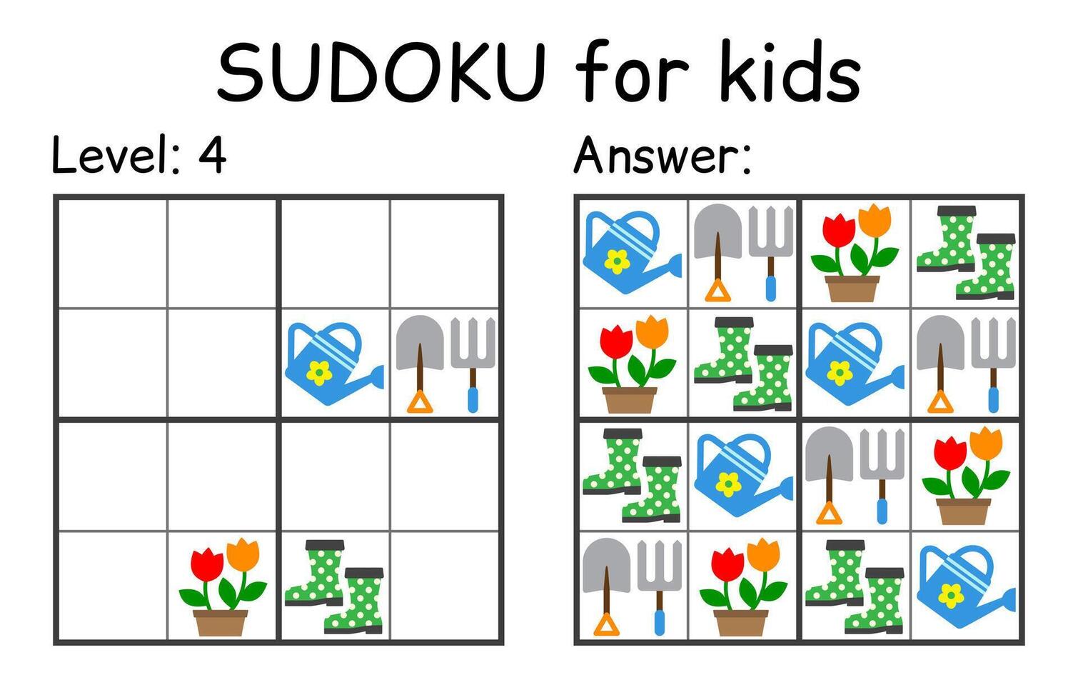 sudoku. barn och vuxen matematisk mosaik. barn spel. trädgård tema. magi fyrkant. logik pussel spel. digital rebus vektor