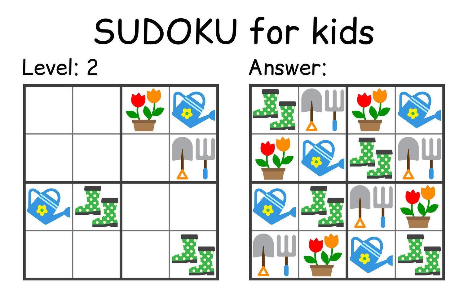 sudoku. barn och vuxen matematisk mosaik. barn spel. trädgård tema. magi fyrkant. logik pussel spel. digital rebus vektor