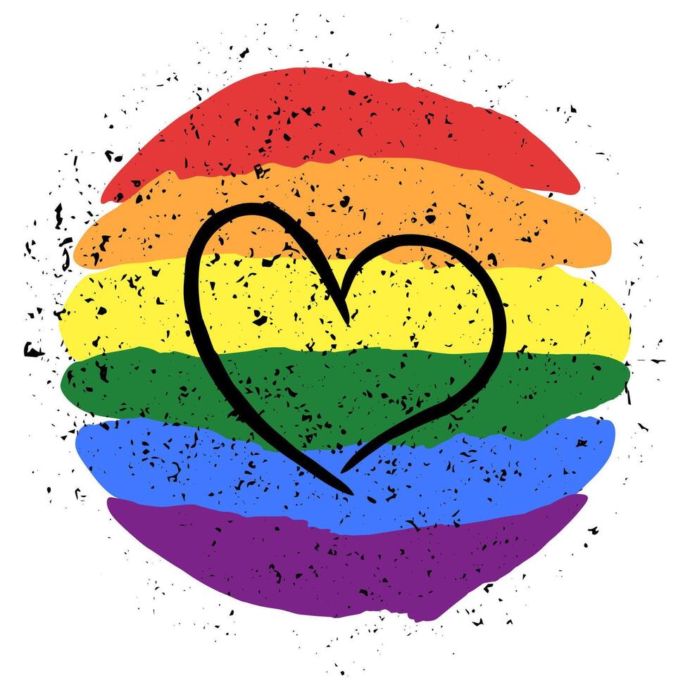 lgbt Stolz Herz lesbisch, Fröhlich, bisexuell, Transgender. Regenbogen Flagge. lgbtq Herz. Fröhlich und Lesben Liebe. grung Textur. vektor