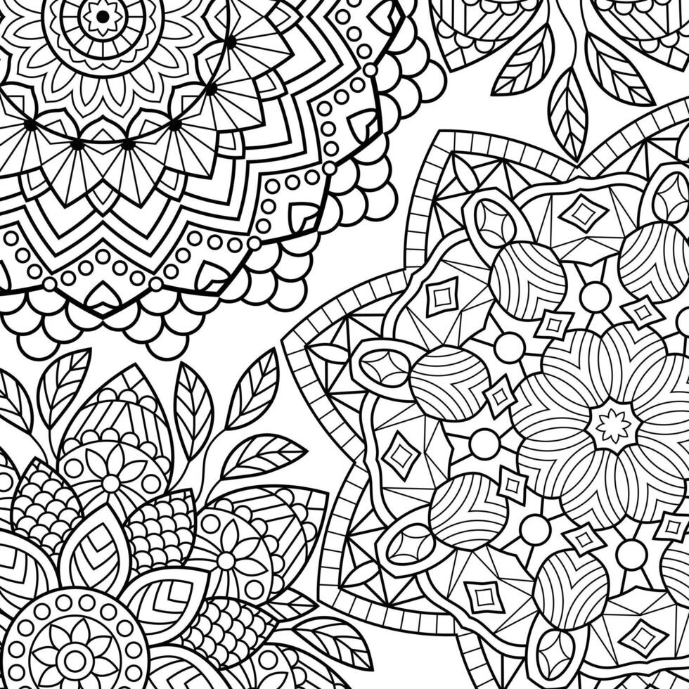 Färbung Buch Seiten. Mandala Hintergrund. indisch Anti-Stress Medaillon. abstrakt islamisch Blume, Arabisch Henna Design, Yoga Symbol. Vektor Illustration